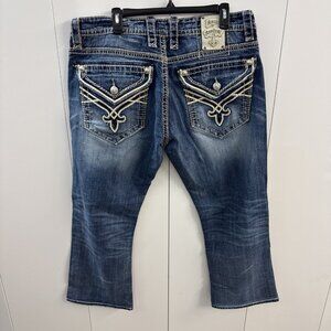 Rock Revival Relaxed straight Jeans Men’s Size 38 40x28 Blue Distressed (D3)
